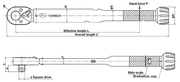 Tohnichi QL280N-MH ประแจวัดแรงบิด Ratchet Head Type (40 To 280 N-M)